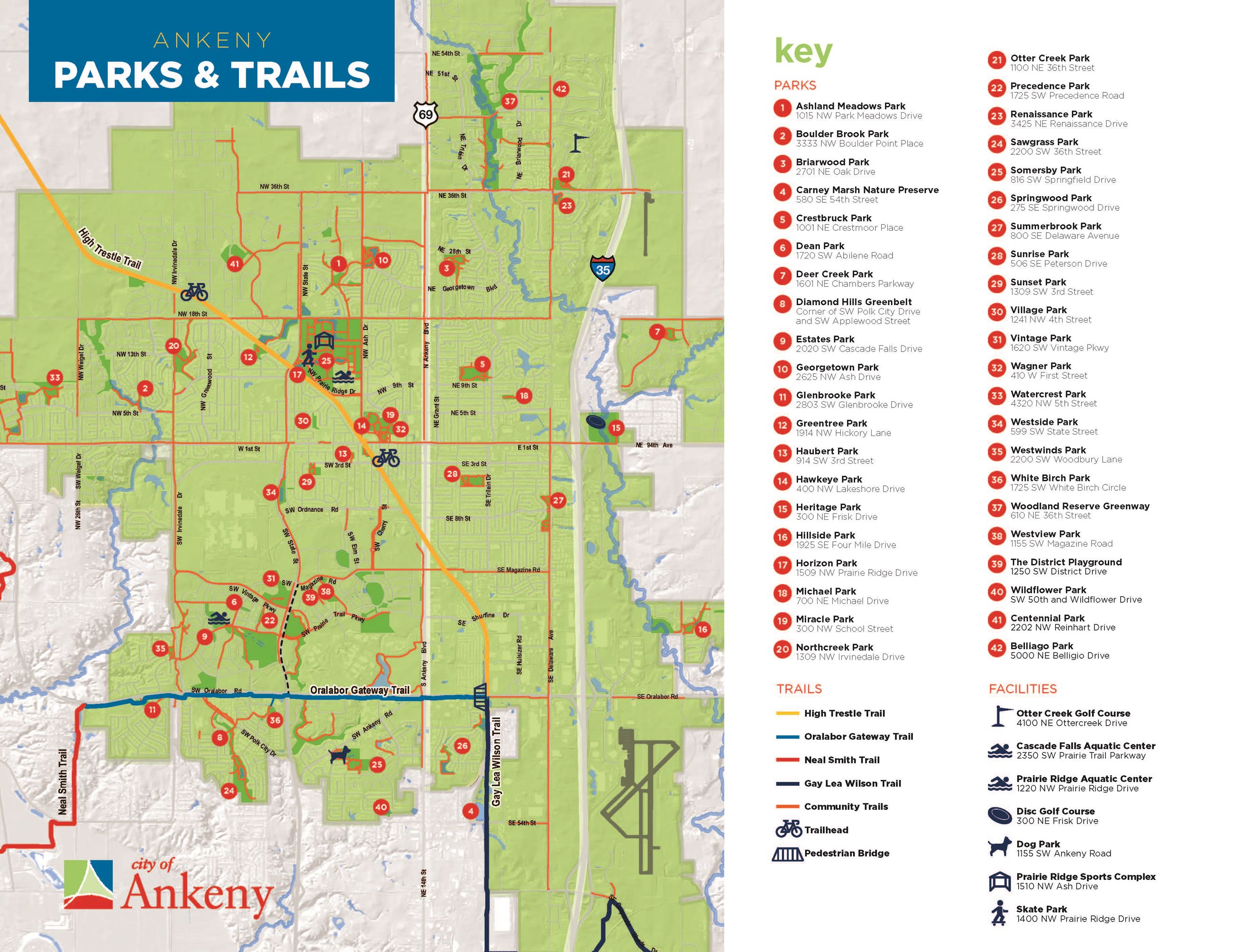 2023 Ankeny Parks and Trails map Opens in new window