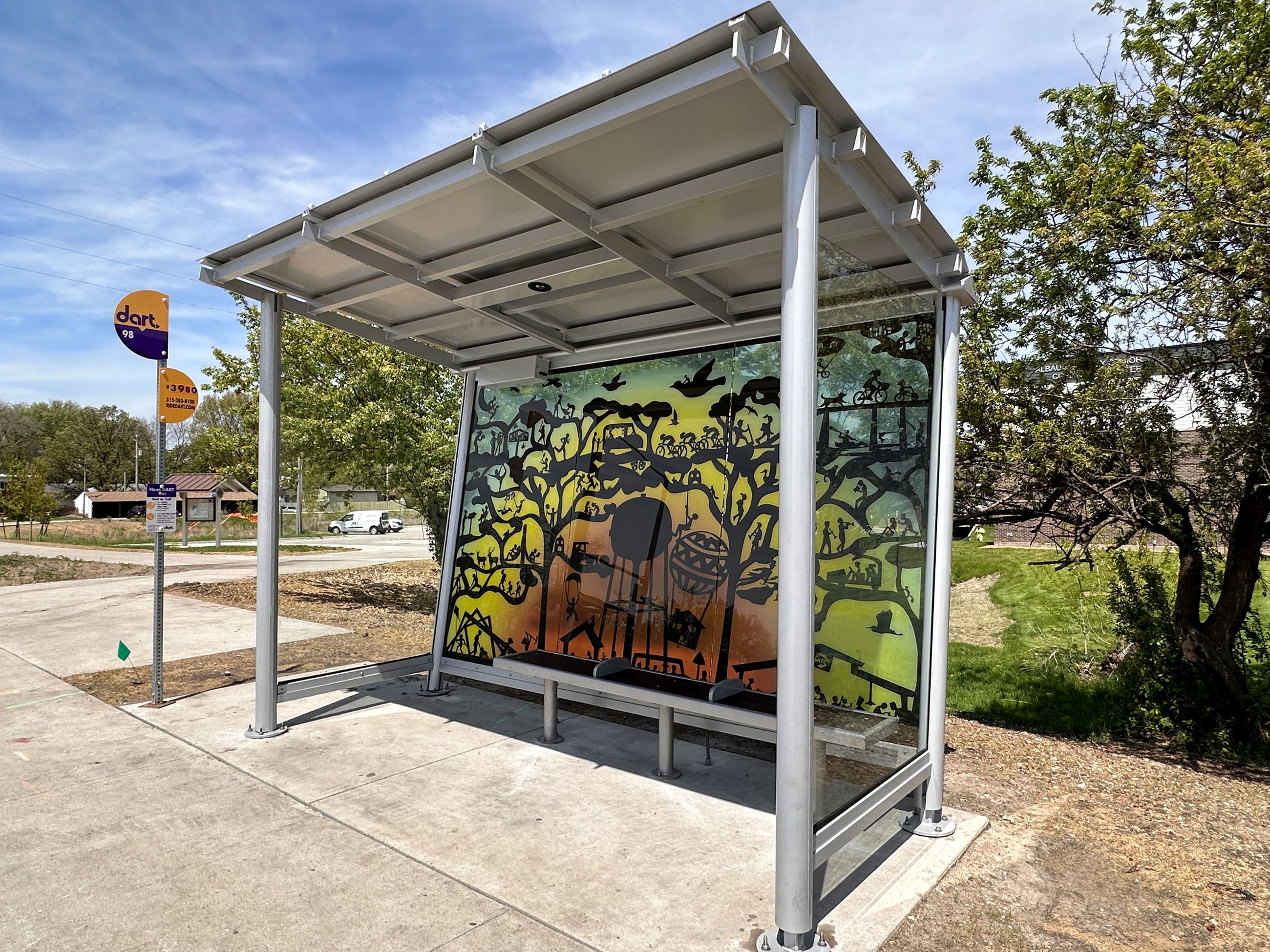 Ankeny Bus shelter with trail